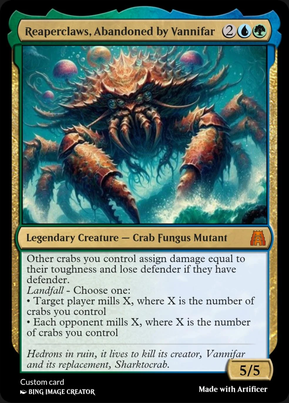 Frame One Command Crab Day 50/281 of making a commander for every creature type (Crab) | Scrolller