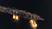 IJN Battleship Satsuma (super-Yamato armed with eight 510mm guns) firing a salvo, seen from above. Screenshot from the video game World of Warships.