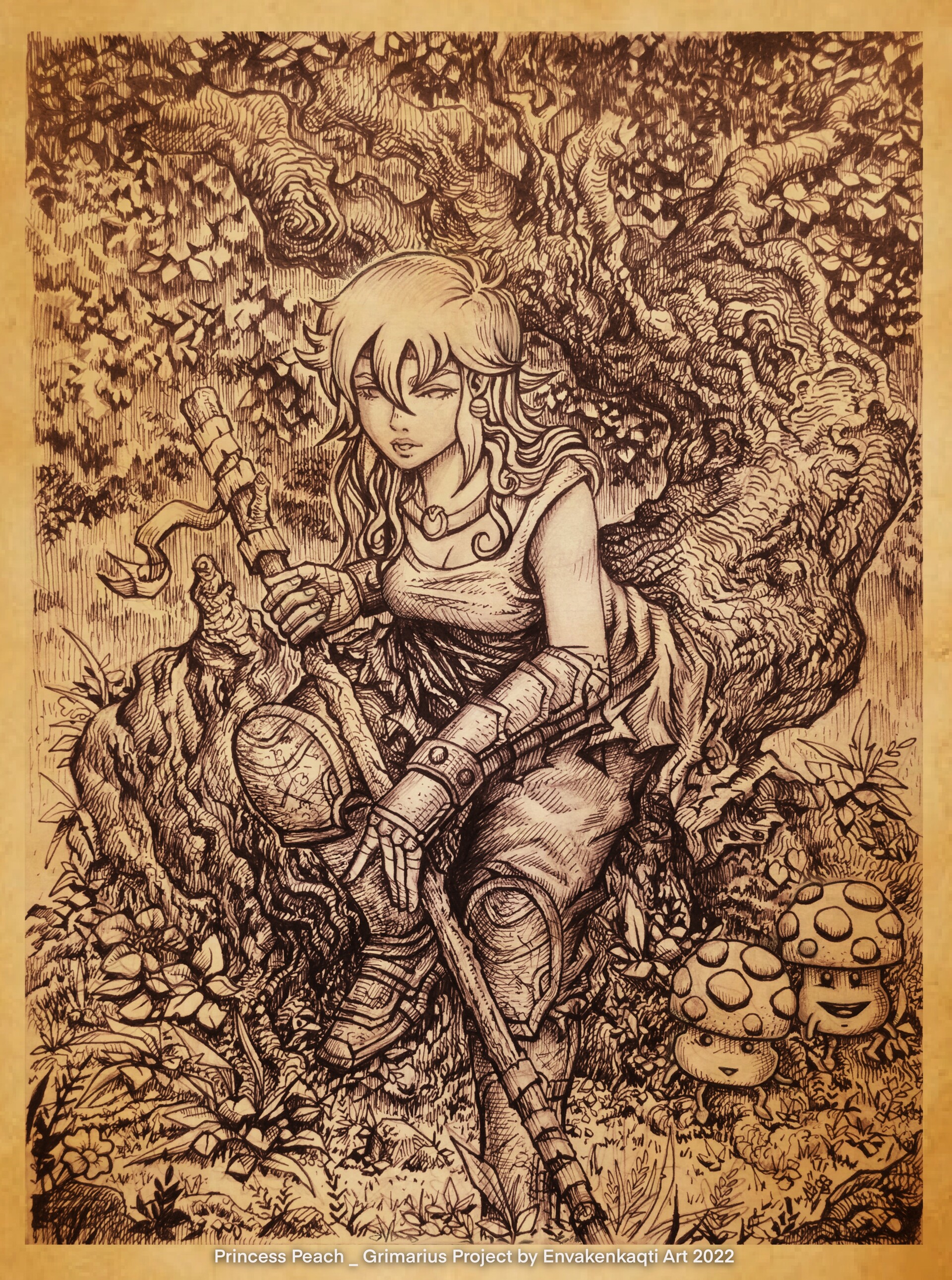 Envakenkaqti Art digital art of a fire dragon, demon, magic girl, wizard, and other fantasy characters