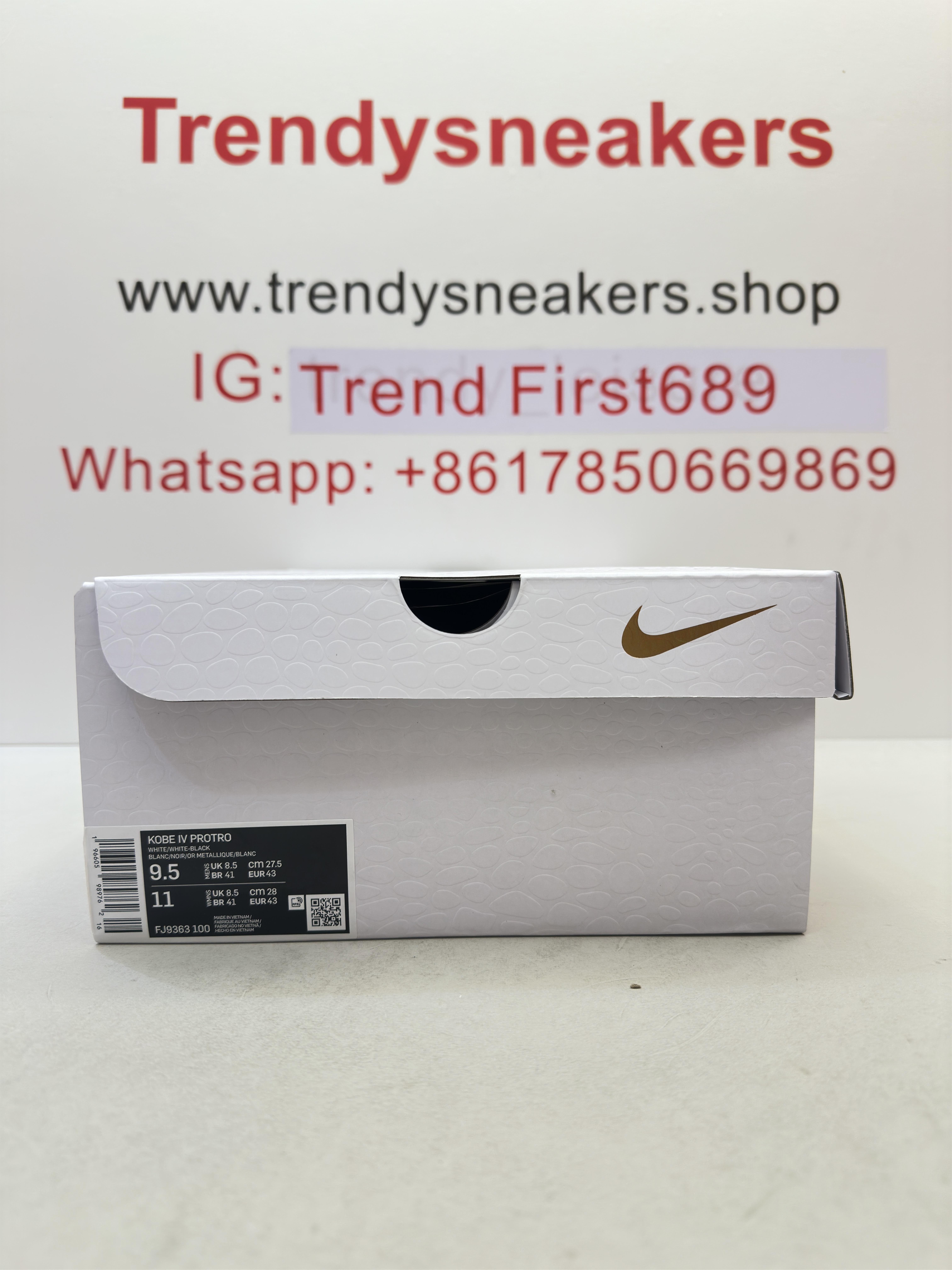 Nike Zoom Kobe 4 Protro "GIGI" sneakers with shoe box and extra laces on a white surface