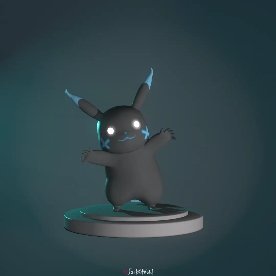 Dark-Ghost Pikachu: My take on a spooky Ghost-type Pikachu variant! [OC]