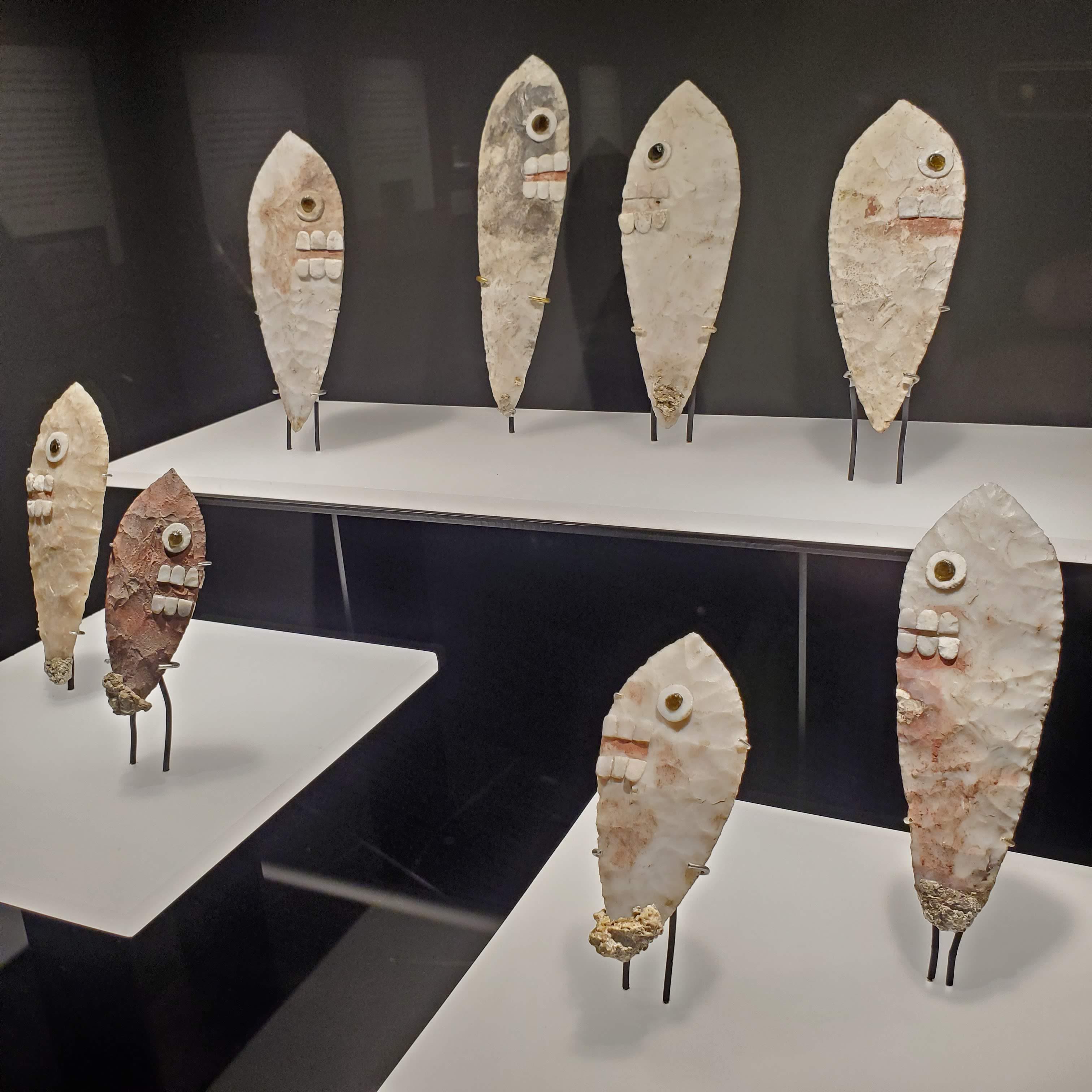 Ancient Aztec sacrificial knives decorated with googly eyes and teeth ...