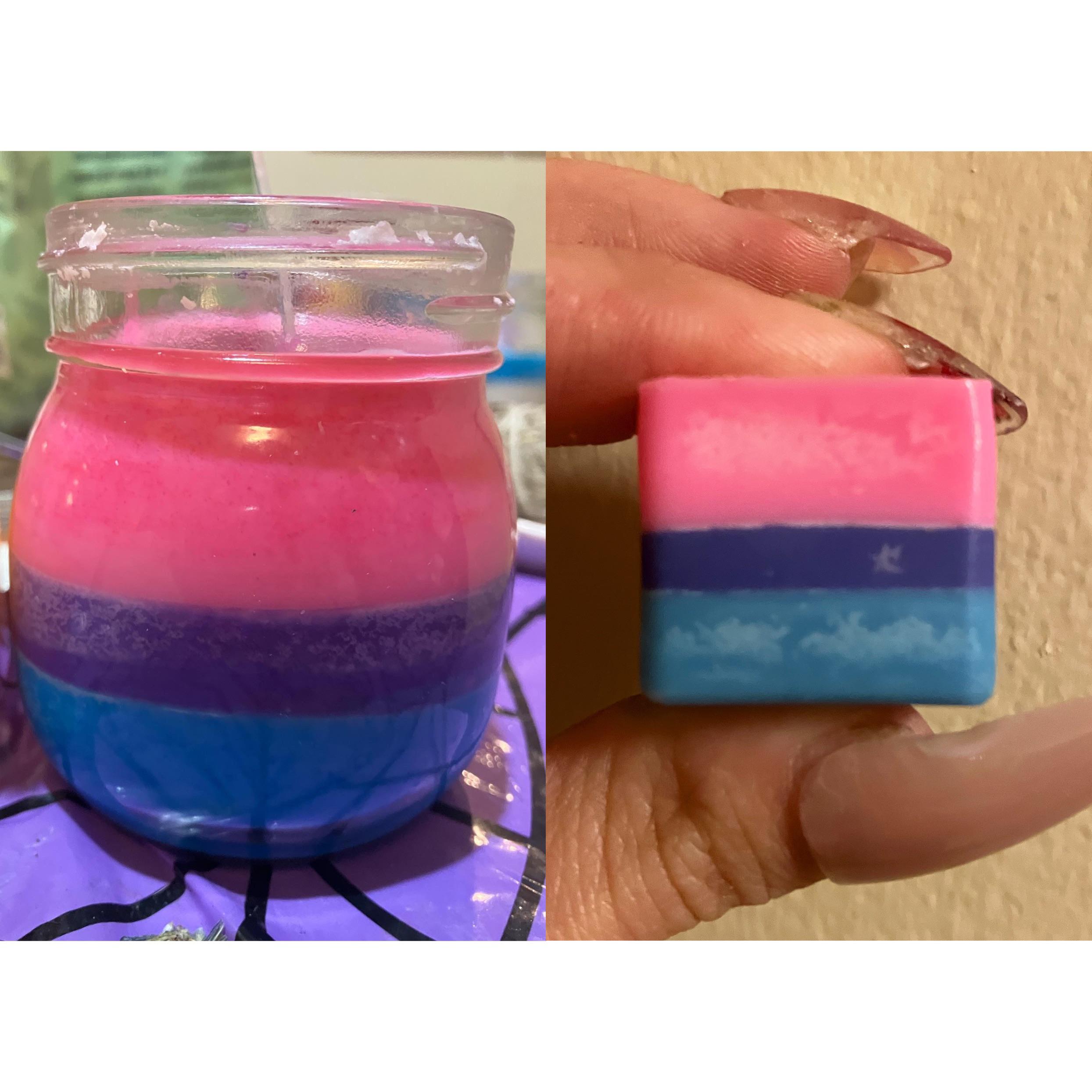 Bi flag candle and wax melts I made :)