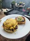 Double cheeseburger on the camp chef!