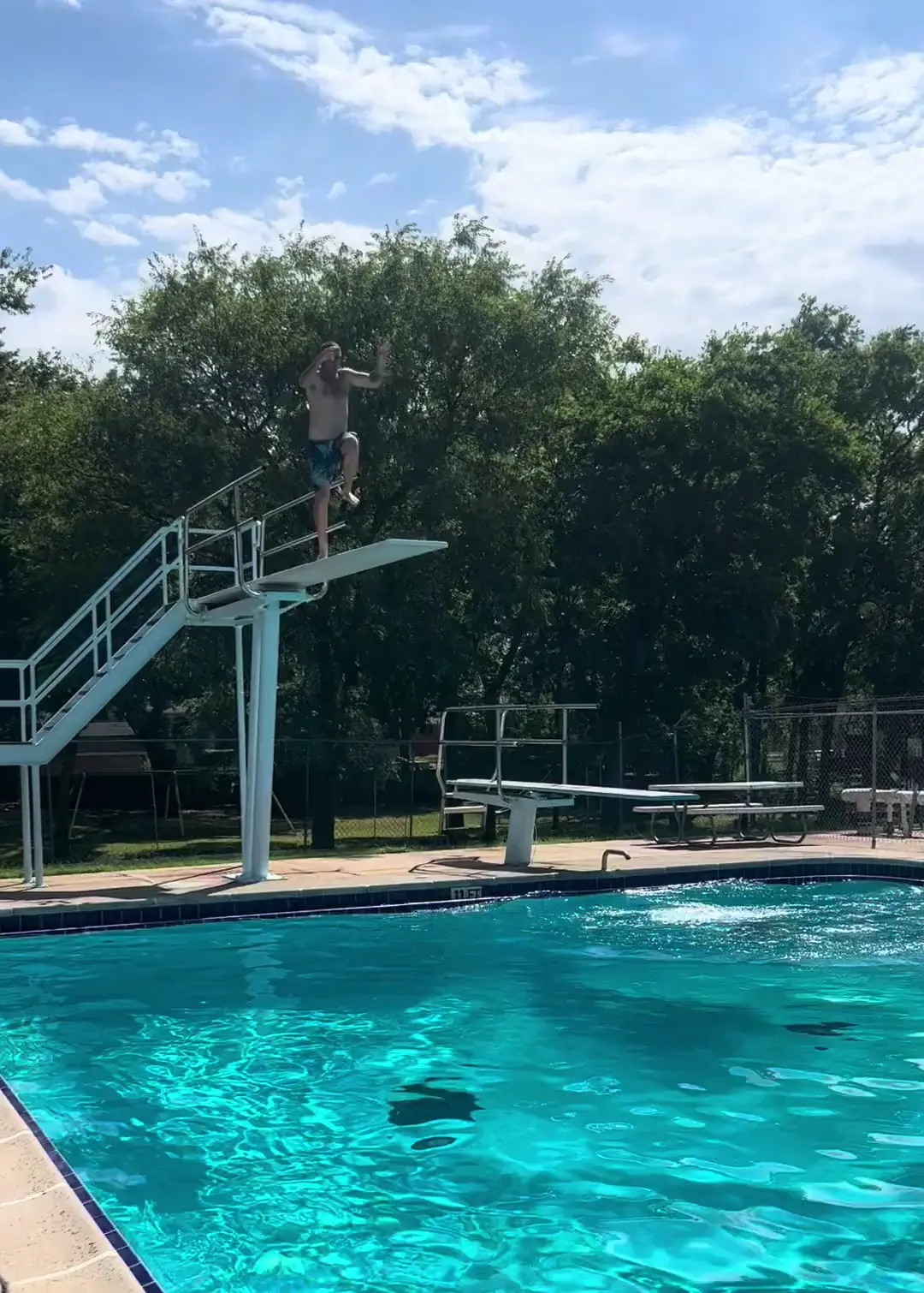 Double gainer attempt off high dive doesn't end well