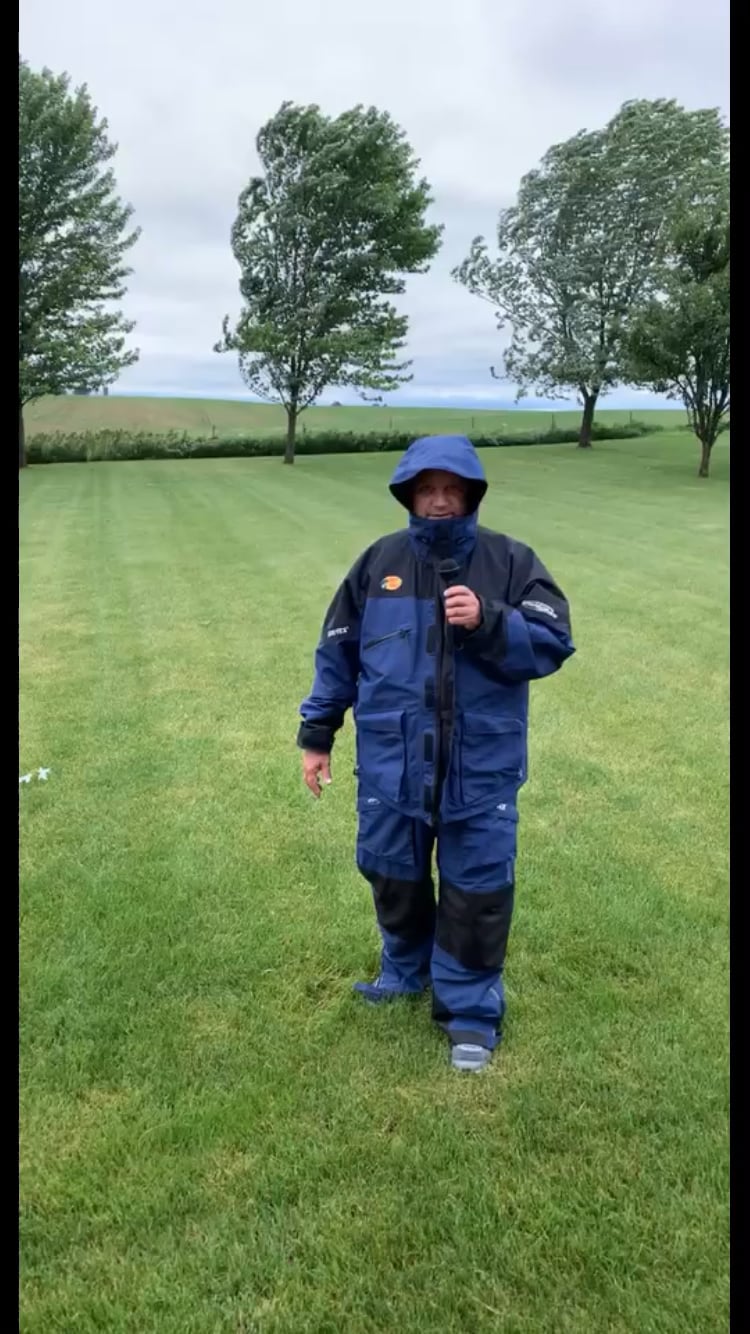 Jim Cantore wannabe reporting on Tropical Storm Cristobal in IL.