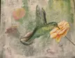 Hummingbird near pond, prizeinside, acrylic, 2024