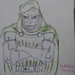 "Doctor Doom", Me, Ballpoint pen + Brush pen, 2022
