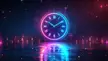 Neon Glowing Clock AI [1920x1080]