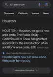 Houston has a new area code. 621