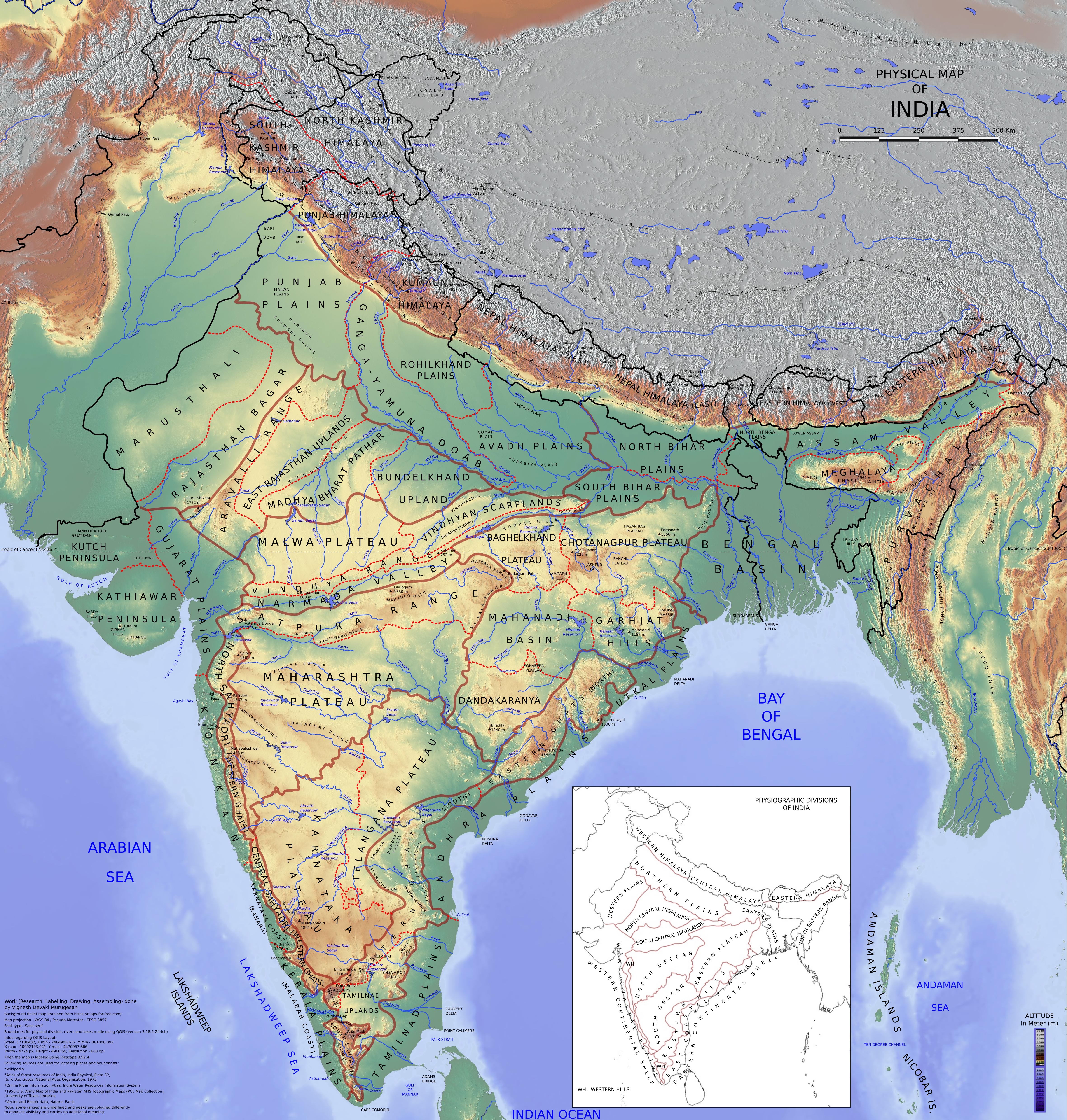 Physiographic map of India and surrounding regions. [4724x4960] | Scrolller
