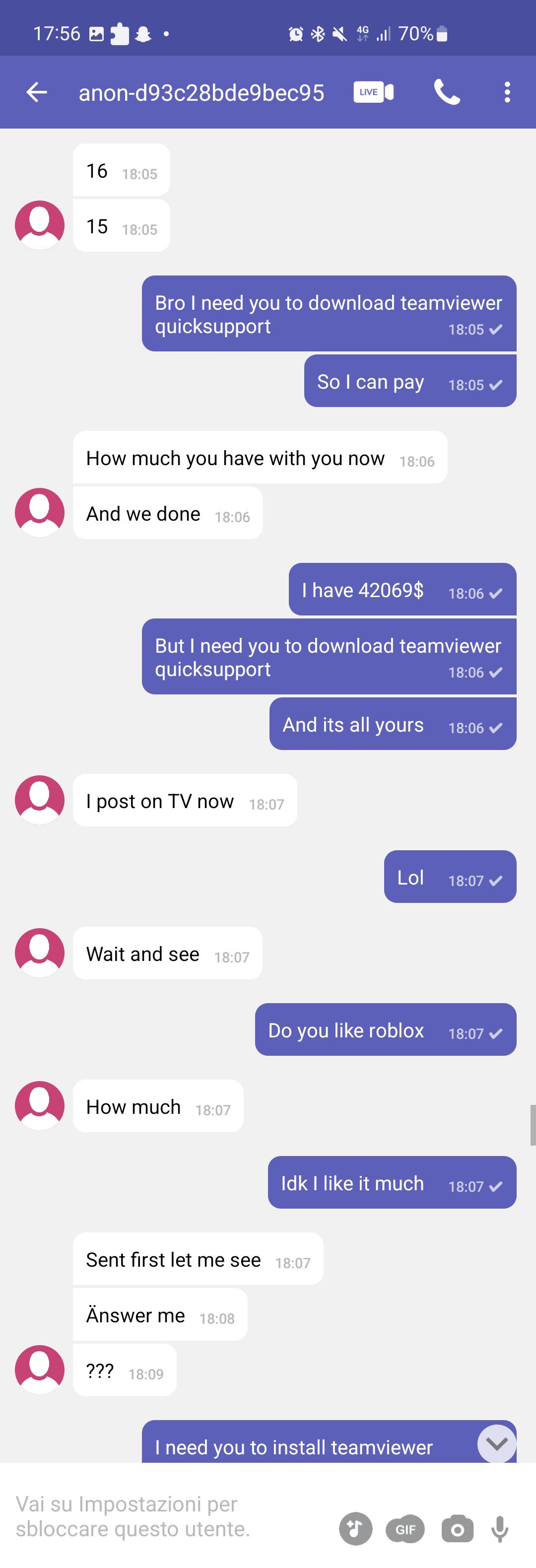Scambaiting screenshots of a sextortion attempt on Telegram featuring a fake McDonald's job application