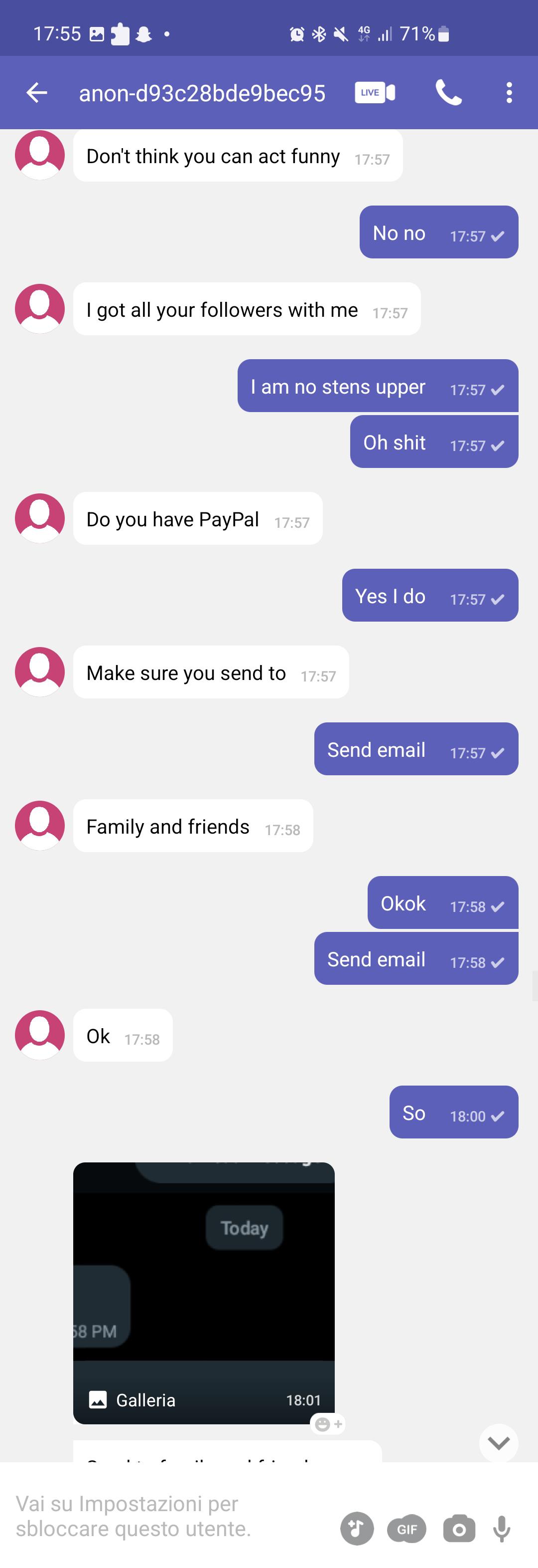 Scambaiting screenshots of a sextortion attempt on Telegram featuring a fake McDonald's job application