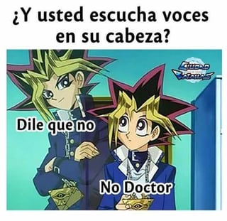 Anime meme of a couple with spiky blonde hair and blue jackets in an indoor room