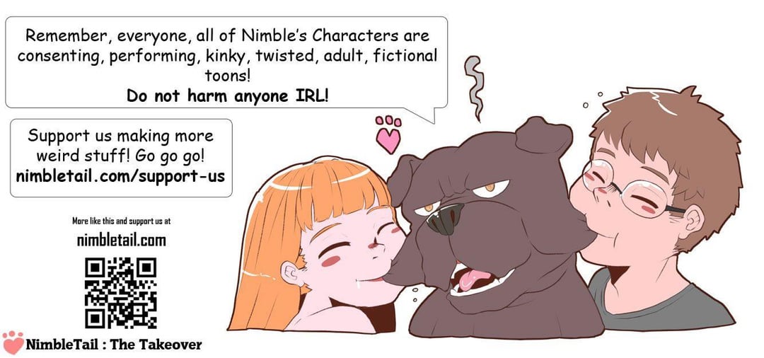 NimbleTail's The Takeover comic featuring a curvy white brunette woman in a brown dress.