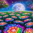 Rainbow Flower Field, digital art, 2022