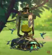 (Succulent City soldiers feeding hummingbirds at the bird farm) by Tiziano Zhou