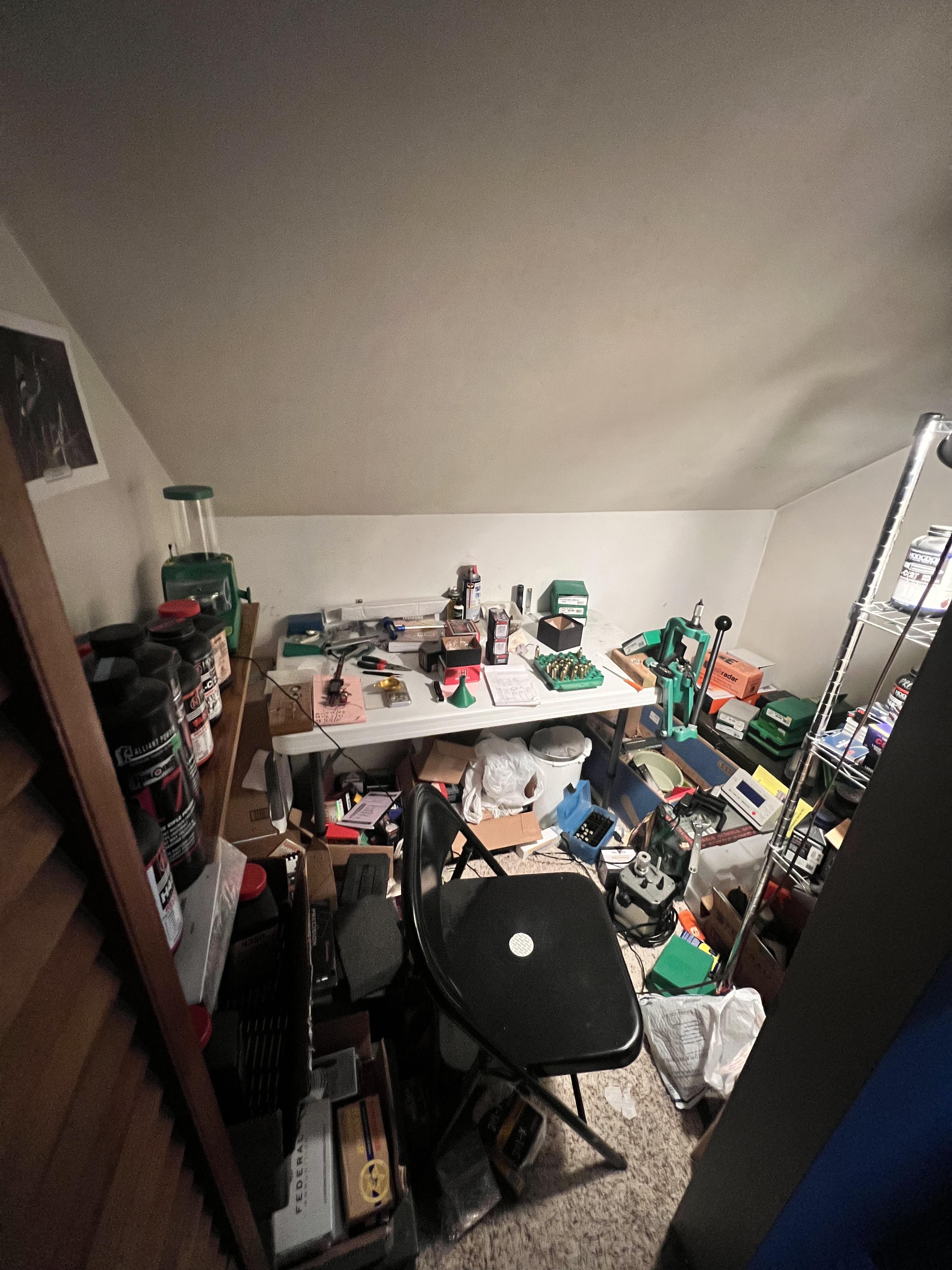 Ammo/reloading closet. "Get married, have kids" they said.