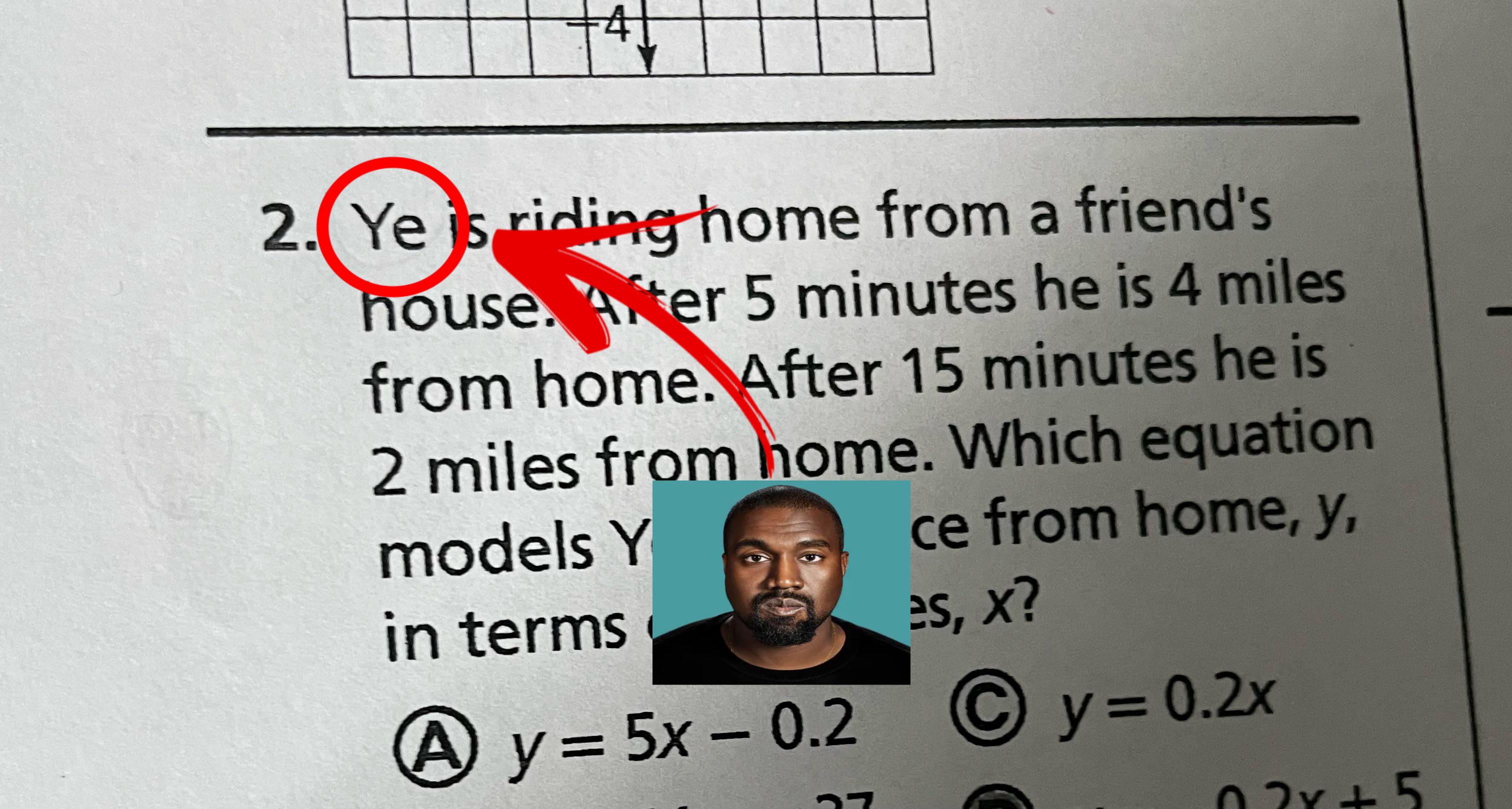 Kanye was on my math worksheet today | Scrolller