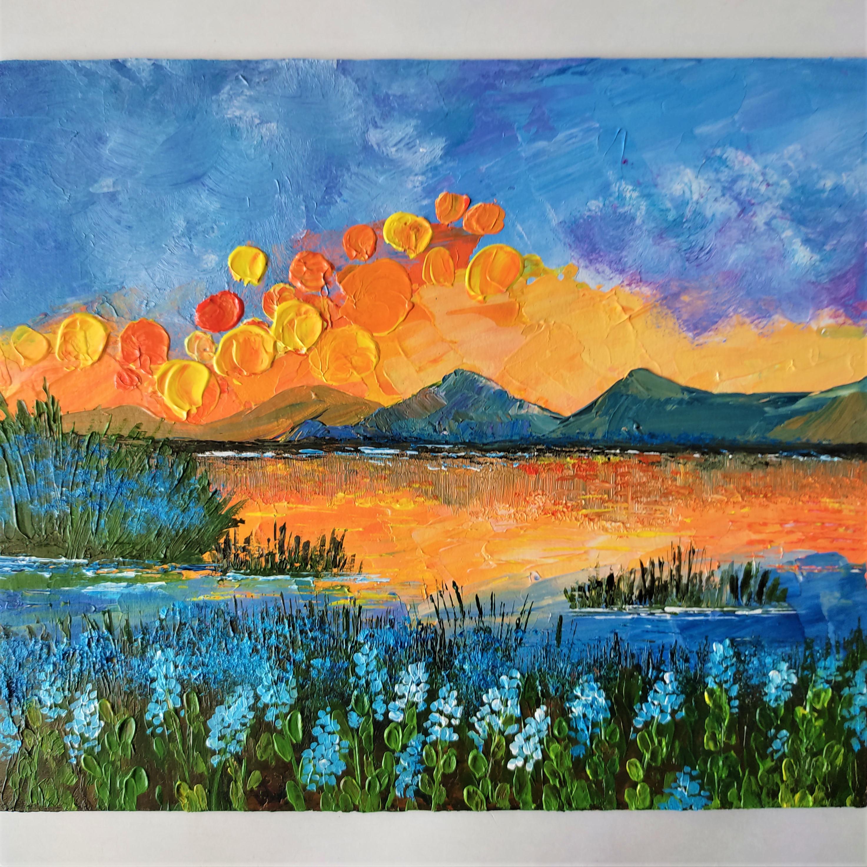 Sunset, me, acrylic, 2022
