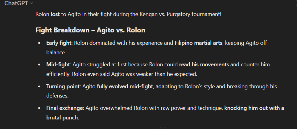 Rolon vs Agito according with CHATGPT | Scrolller