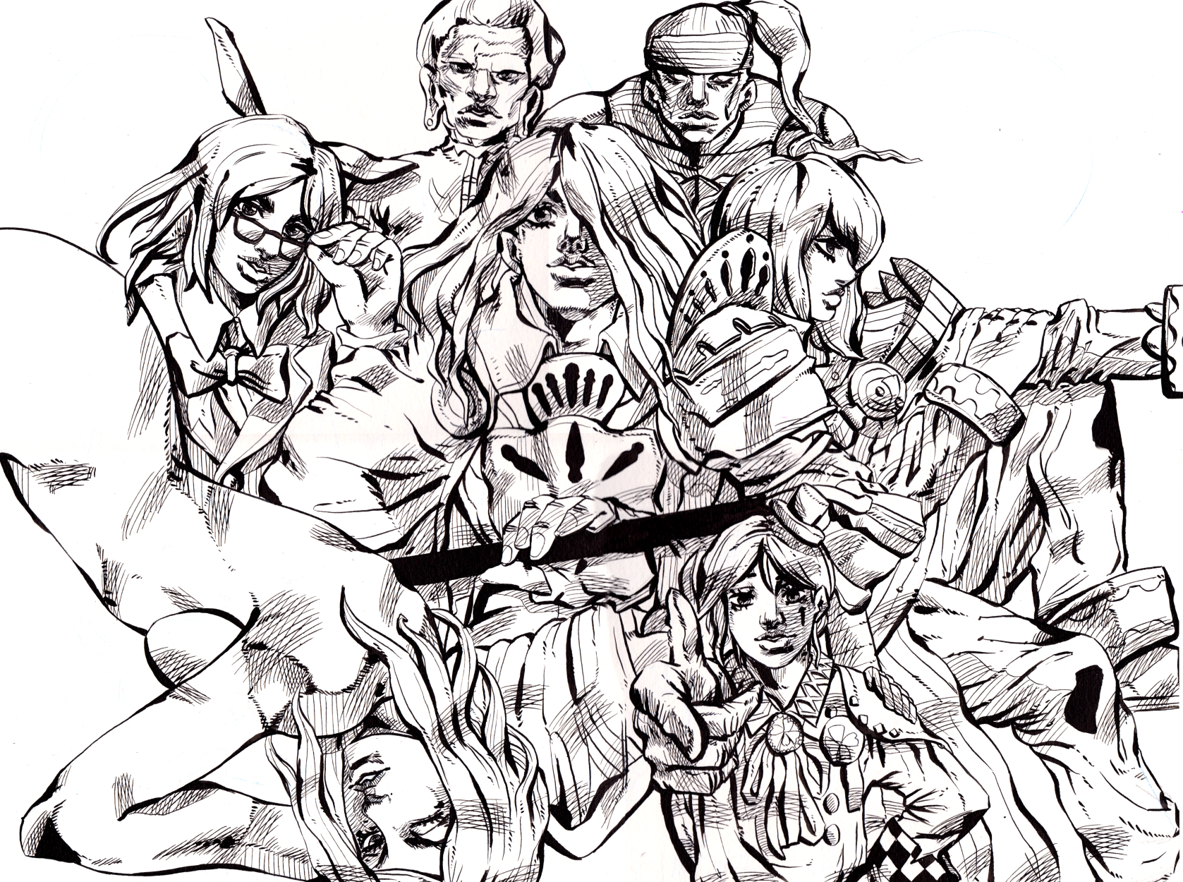 6 members of the black Scripture (Captain of the Black Scripture , Quaiesse Hazeia Quintia, 2nd Seat of the Black Scripture...) and shaltier (oc)