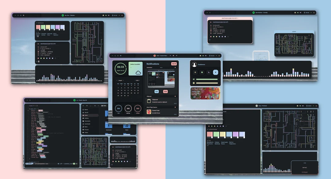 [bspwm, berry, i3 & leftwm] Same style, Different window manager ...