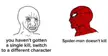 Marvel Rivals meme with a crying face and Spider-Man head on a white background