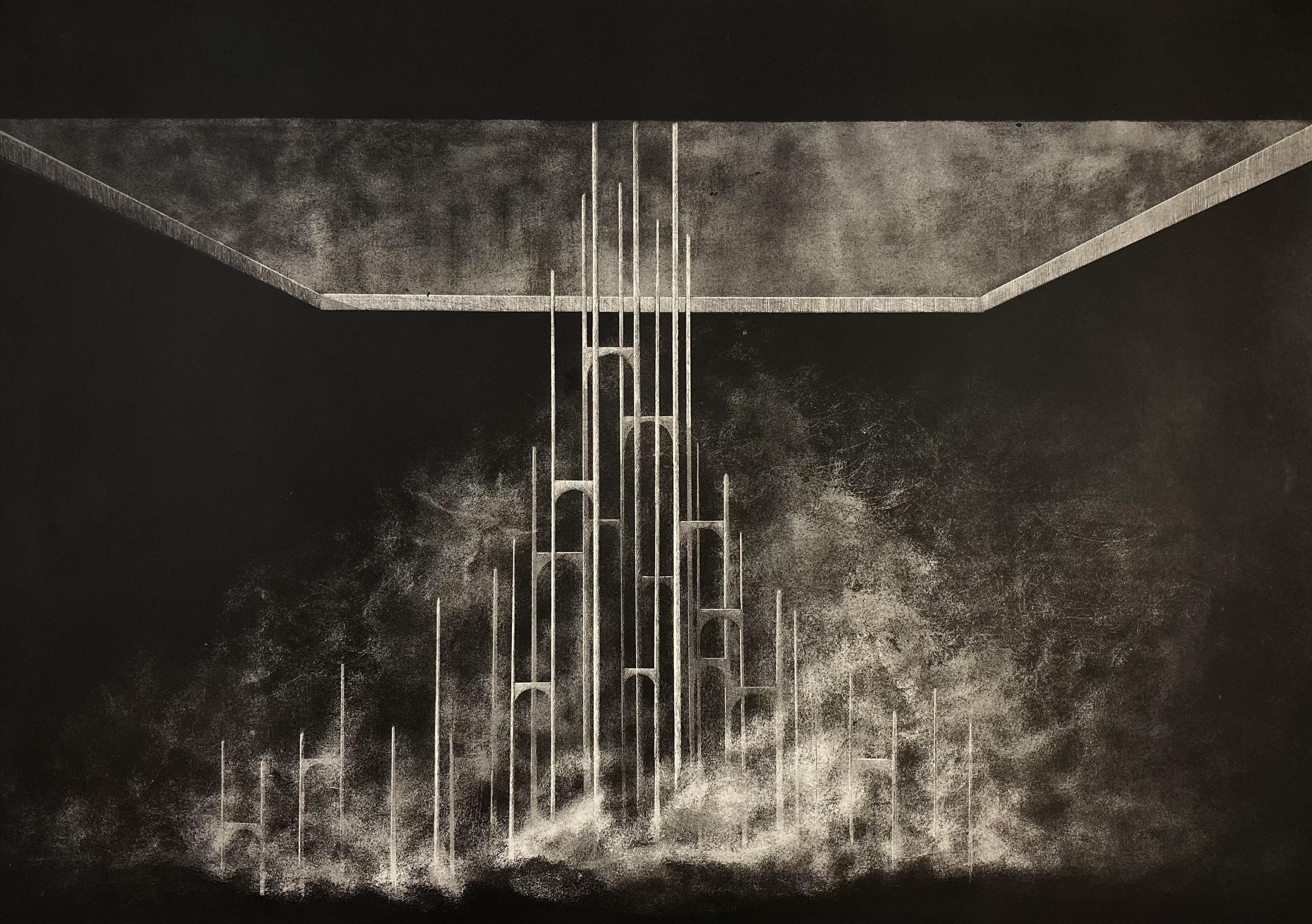 OC . Drawing, OC drawing, imagining architectural growing and seeking light like plants, inspired by bamboos growth.