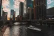 The Chicago River at sunset