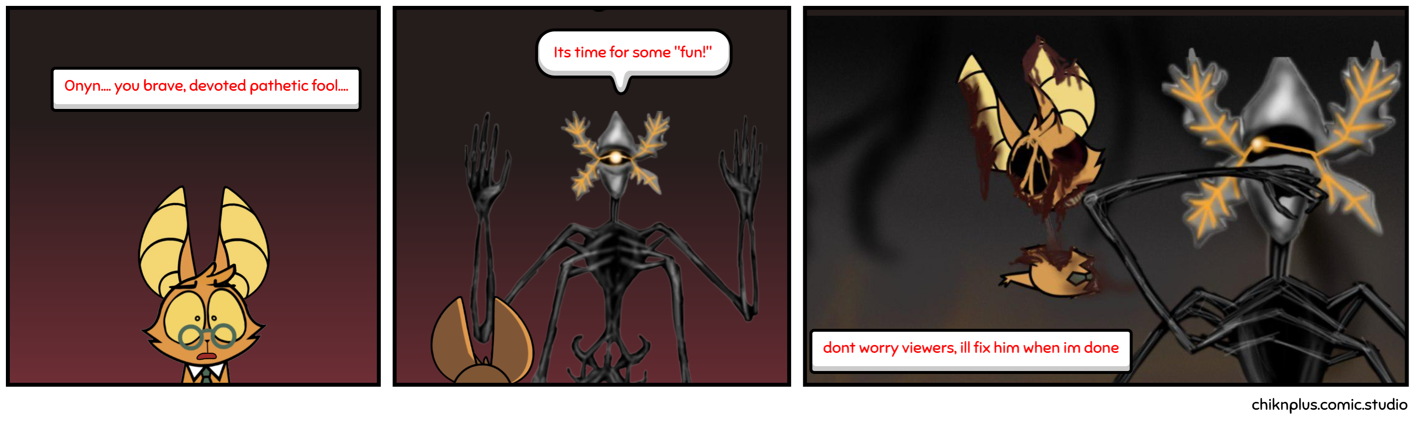 so I made a follow up to my comic with help from my friend (CW: Blood and mutilation)