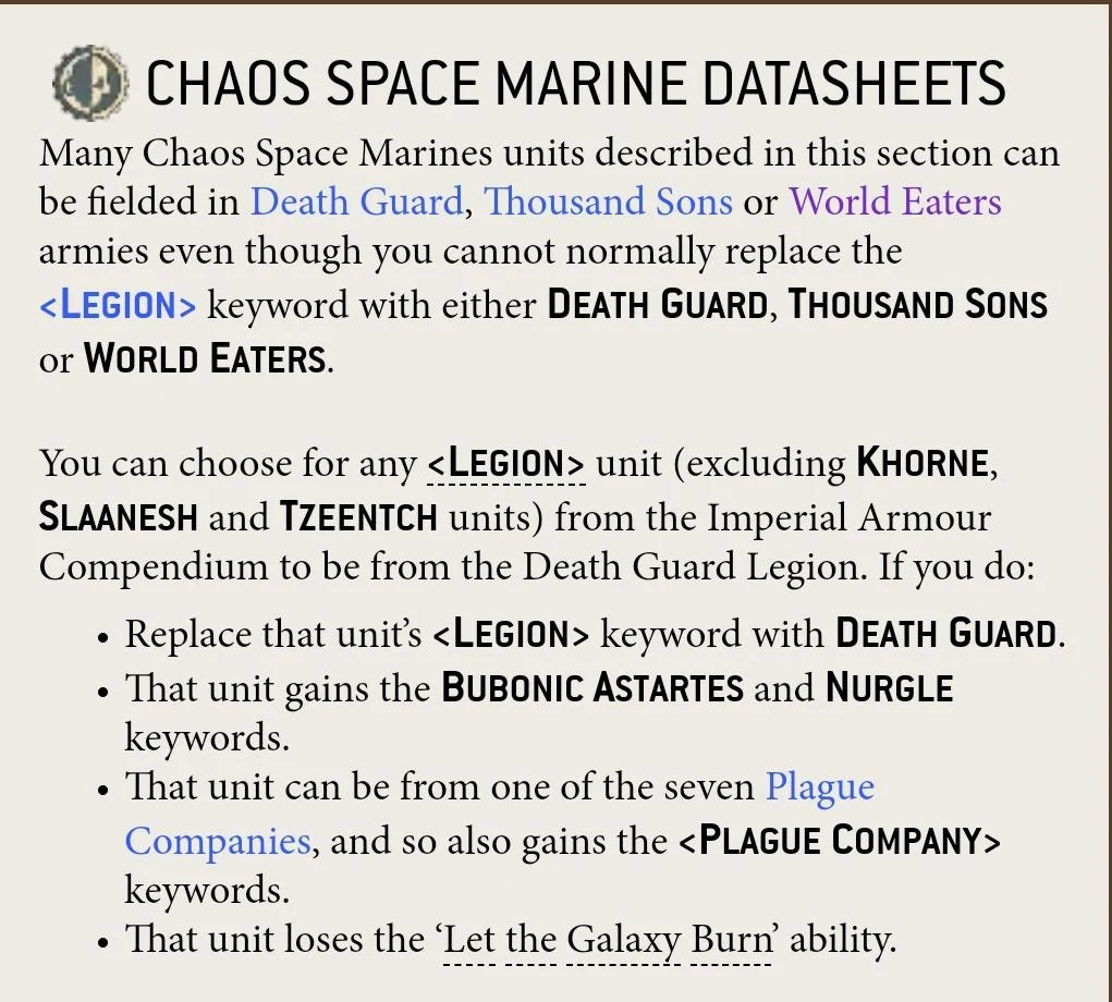 So does this mean that i can declare chaos lord as a death guard and ...