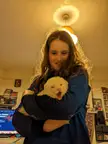 My sister and Fetch mid-yawn!