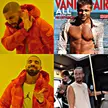 MiguelDorset in a red puffer jacket reacting to a Vanity Fair magazine cover of Brad Pitt
