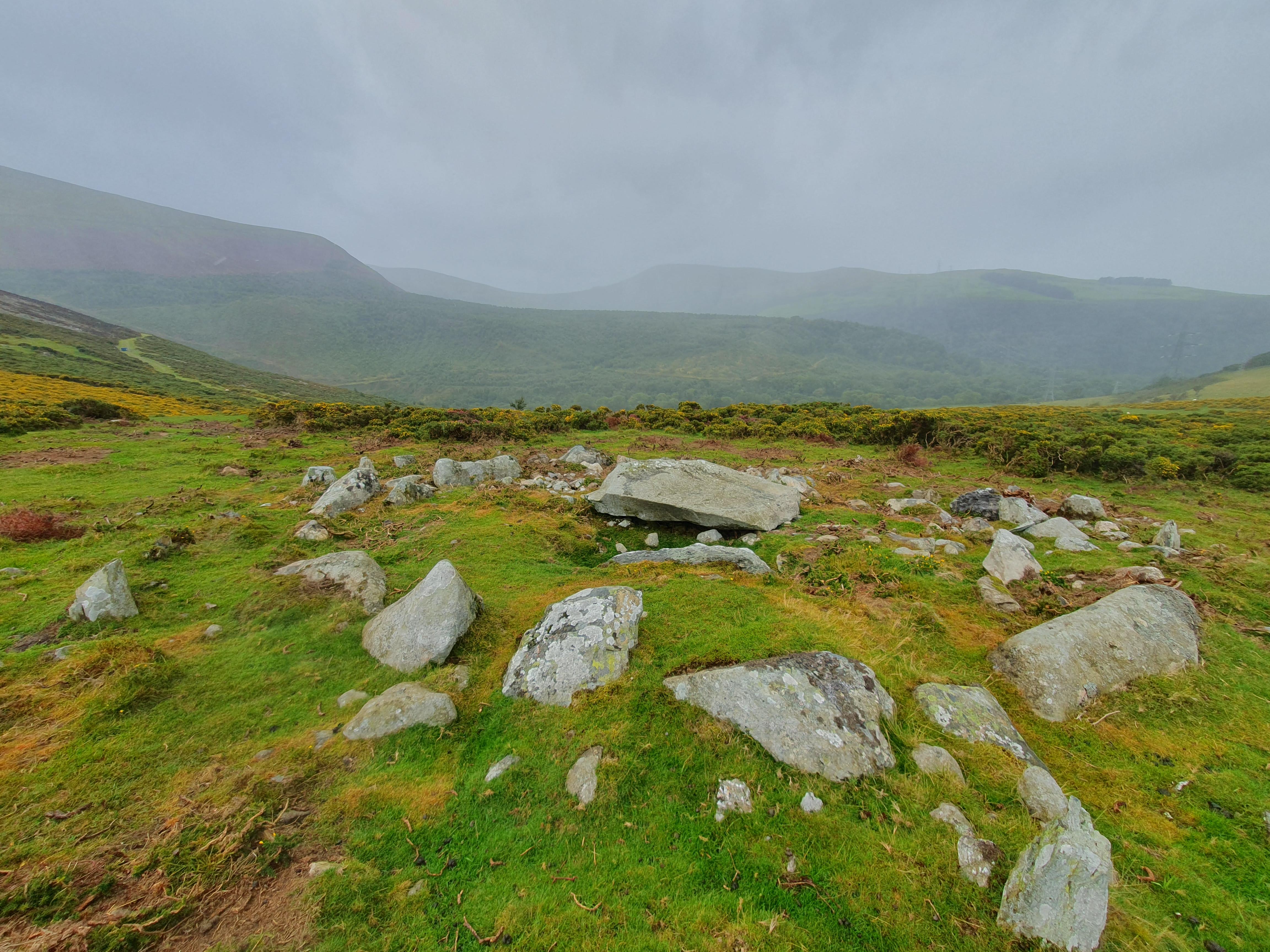 Carnedd y Saeson, the most prominent in a group of seven cairns, near ...