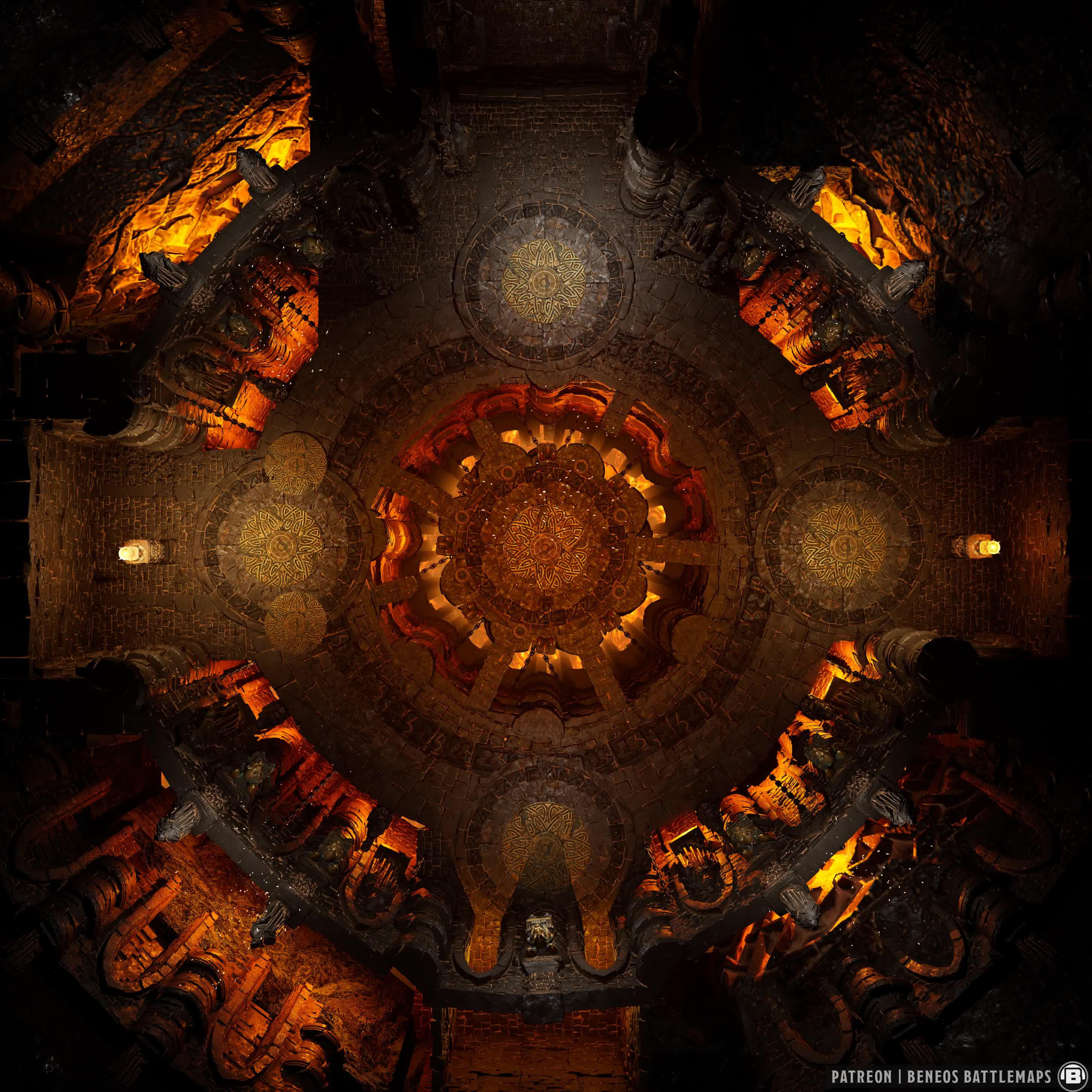 Fire Temple Ritual Chamber | [Animated Battlemap] [29x29] [120px per ...