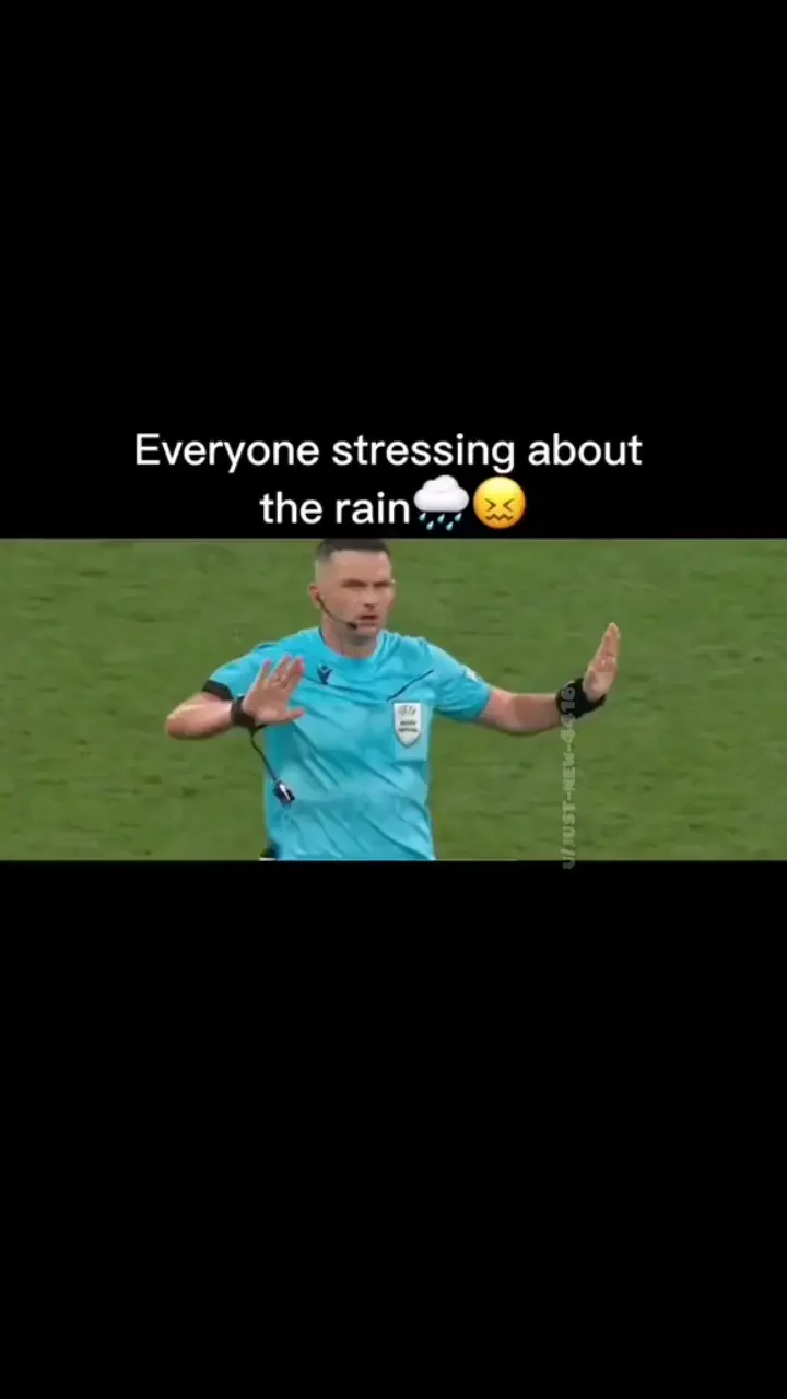 Football match between Germany and Denmark was suspended for 25 minutes because of a lightning storm, but these two danish fans were enjoying it.