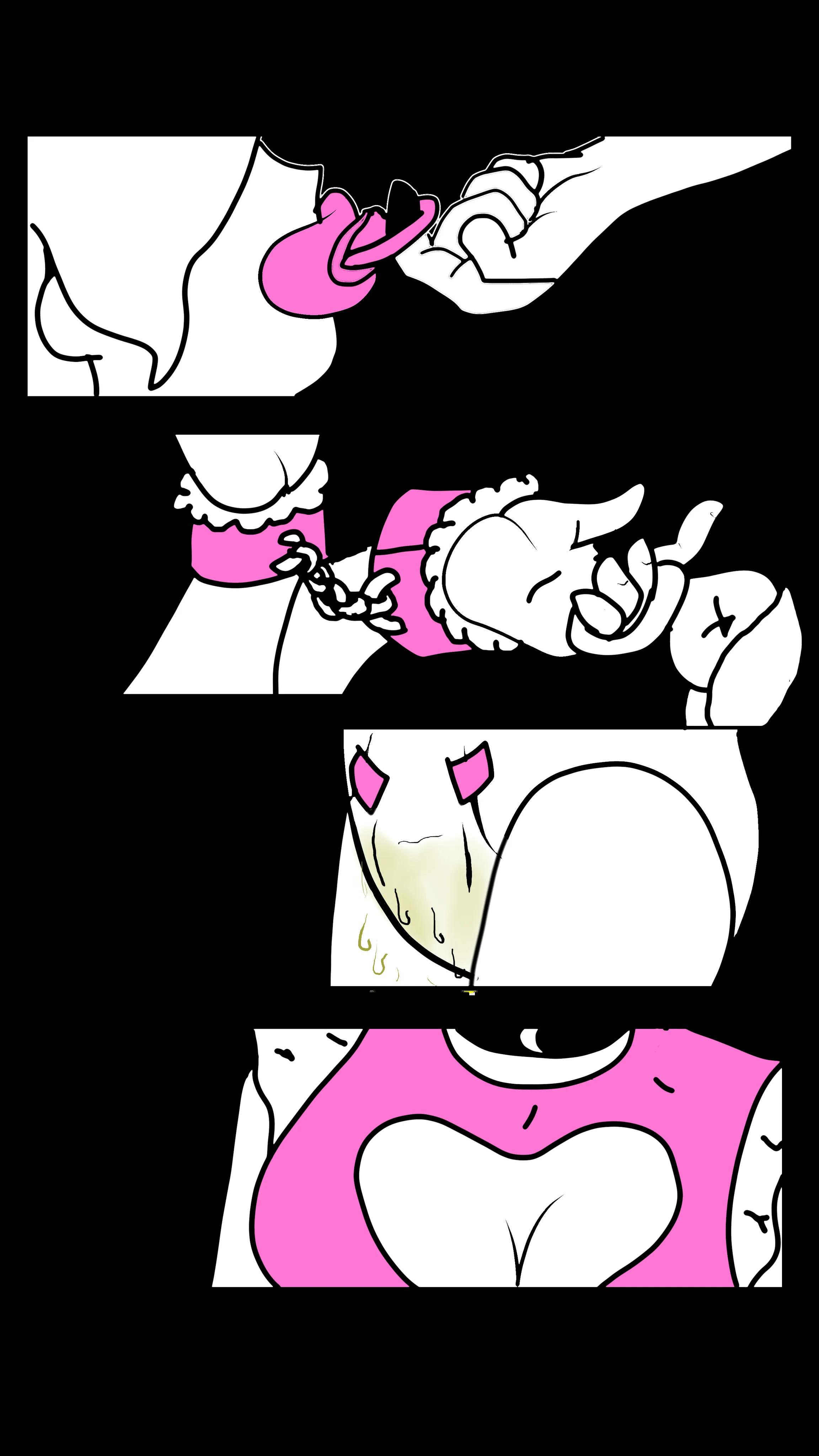 ABDL anime art of a curvy woman with long pink hair lying on her stomach over the text 'LITTLE LAP OF LUXURY'