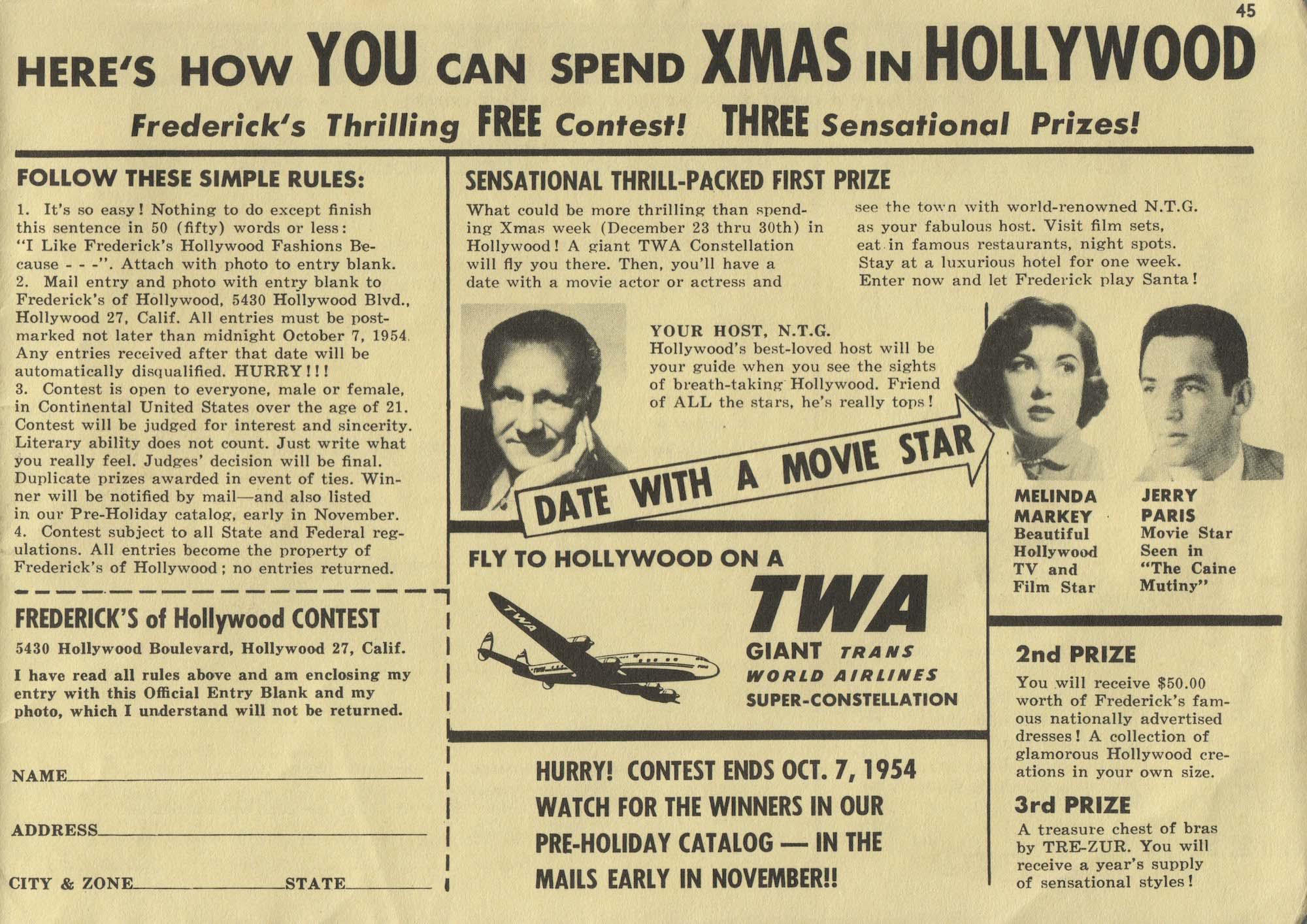 Frederick's of Hollywood contest, 1954 | Scrolller