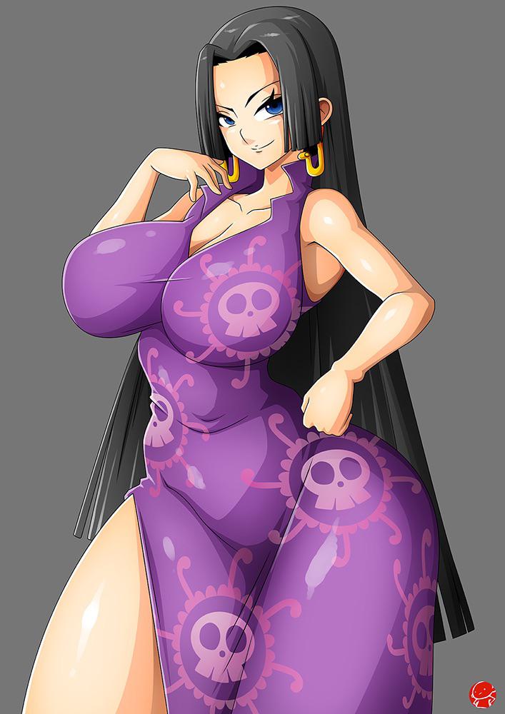 One Piece hentai fan art of busty female characters in bikinis and naked poses