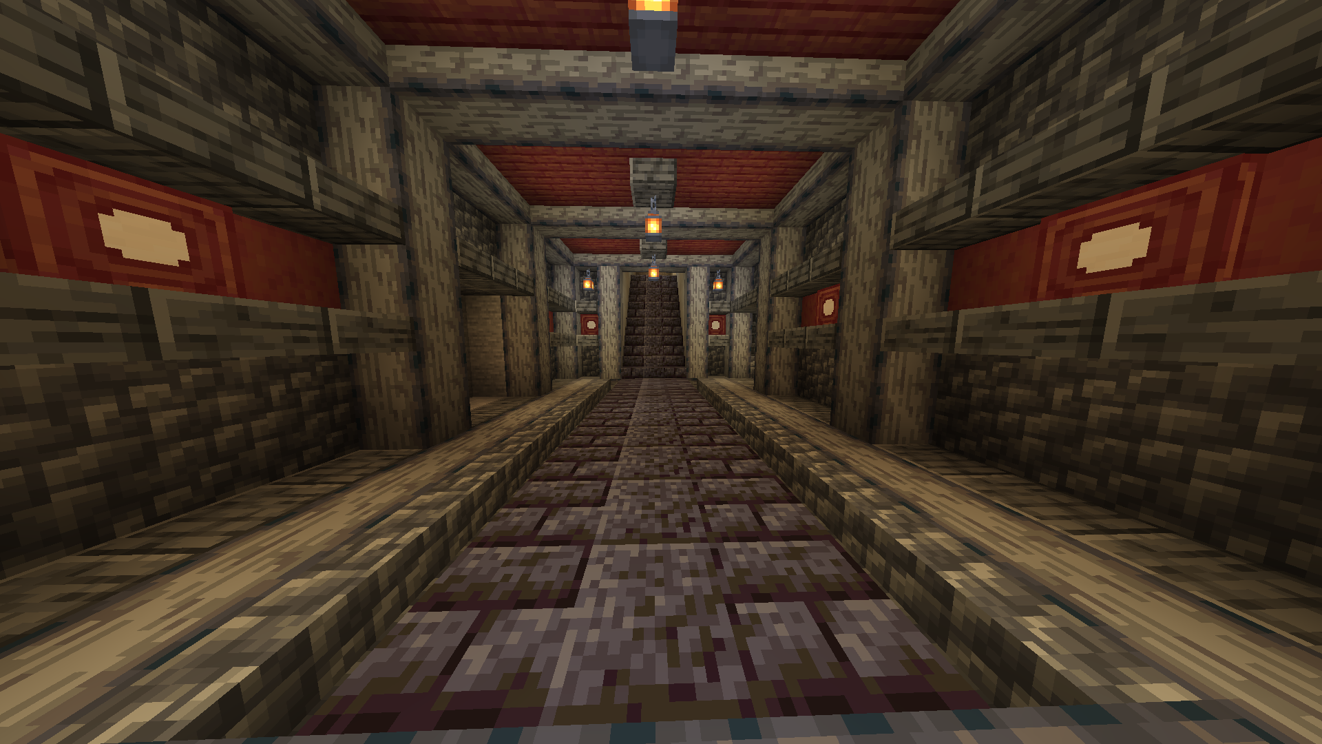 Building a base inside a mountain and came up with this hallway design ...