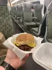 Having a burger on the train