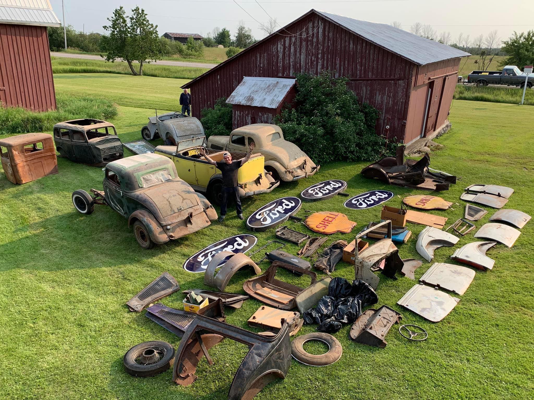 Here’s our biggest haul ever. 4 complete 1934 Fords, and 3 bodies, plus a bunch of parts!!!