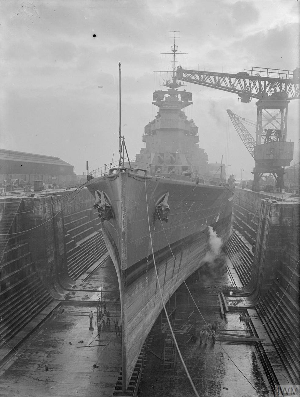 HMS Prince of Wales in drydock, Rosyth, 1940 [984x1300] | Scrolller