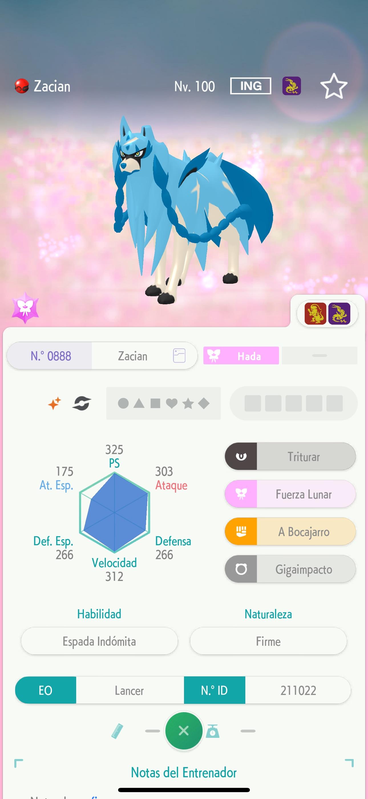 PoGo Pokémon stat screens for Articuno, Terrakion, Zamazenta, Buzzwole, Zacian, and Azelf