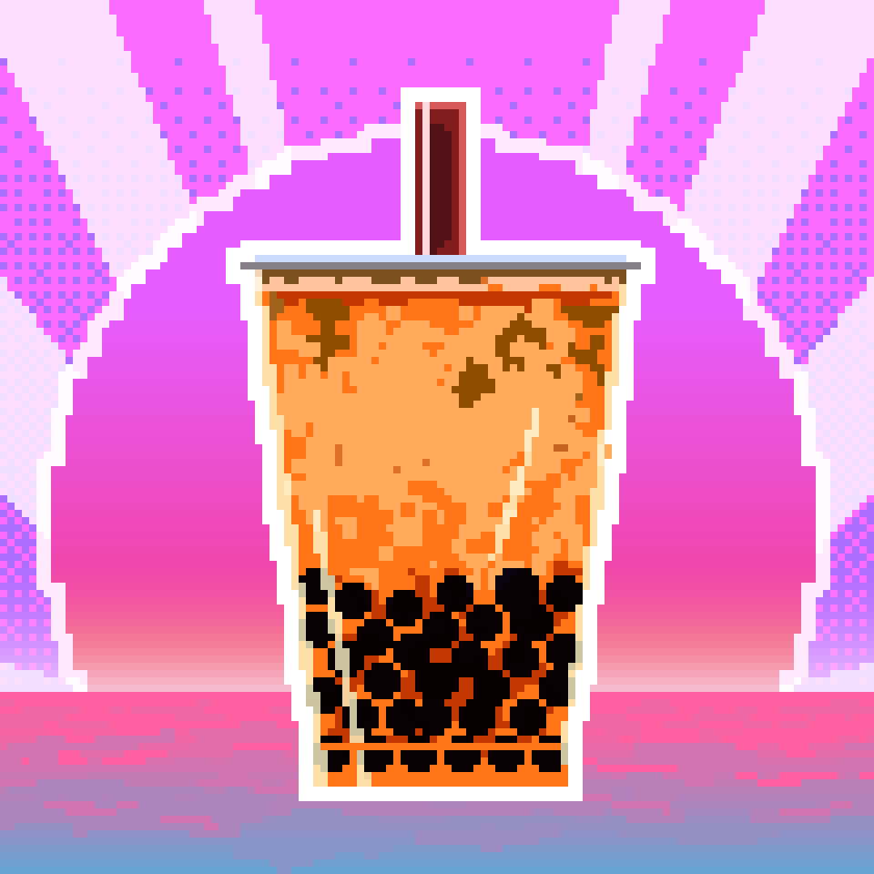 I drew an aesthetic Boba Milk Tea pixel artwork.