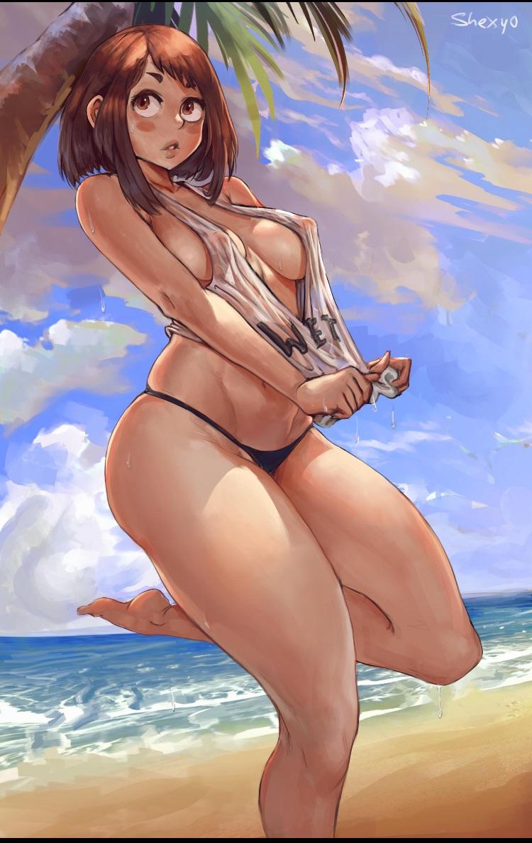 Busty and pawg anime girls in lingerie, bikinis, and bondage poses