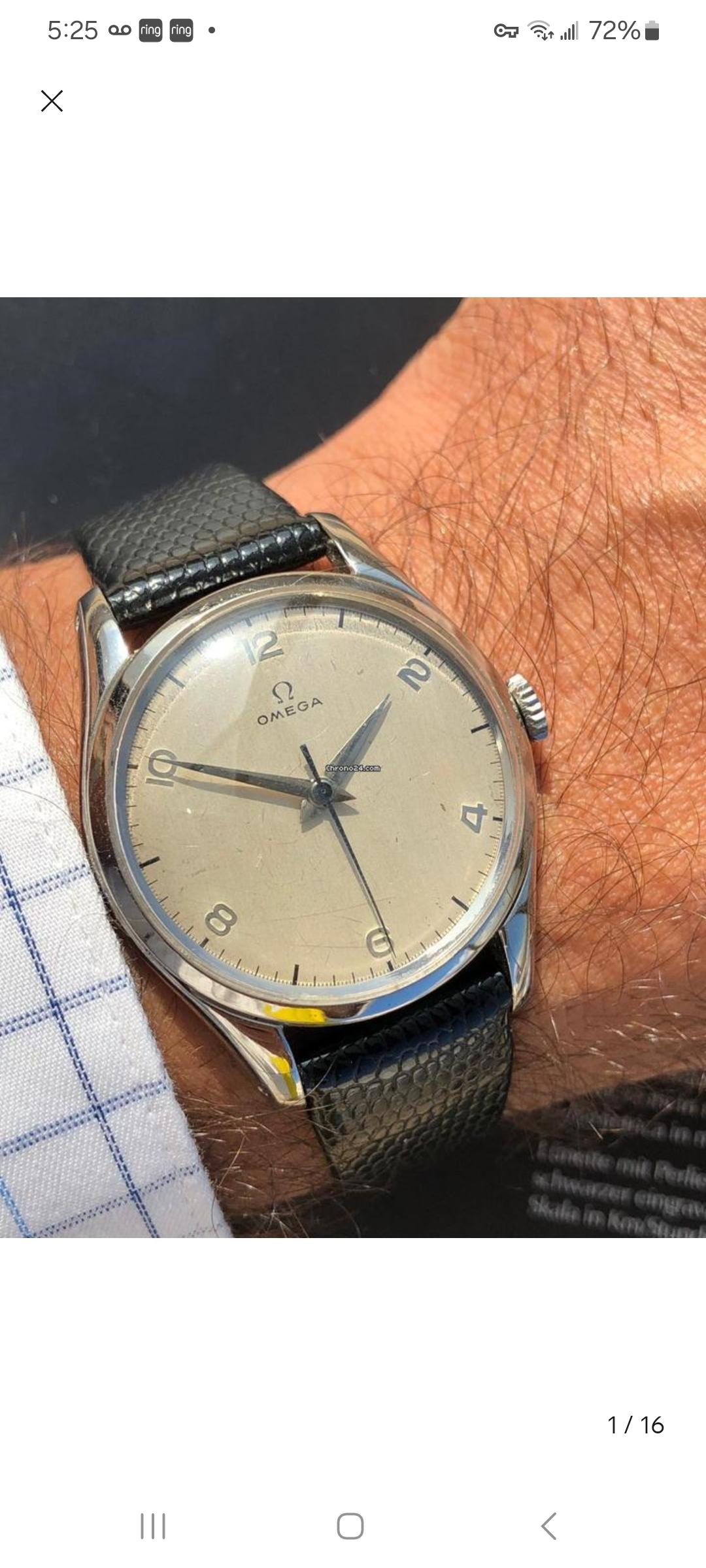 Close-up of luxury OMEGA dress watches on light-skinned wrists