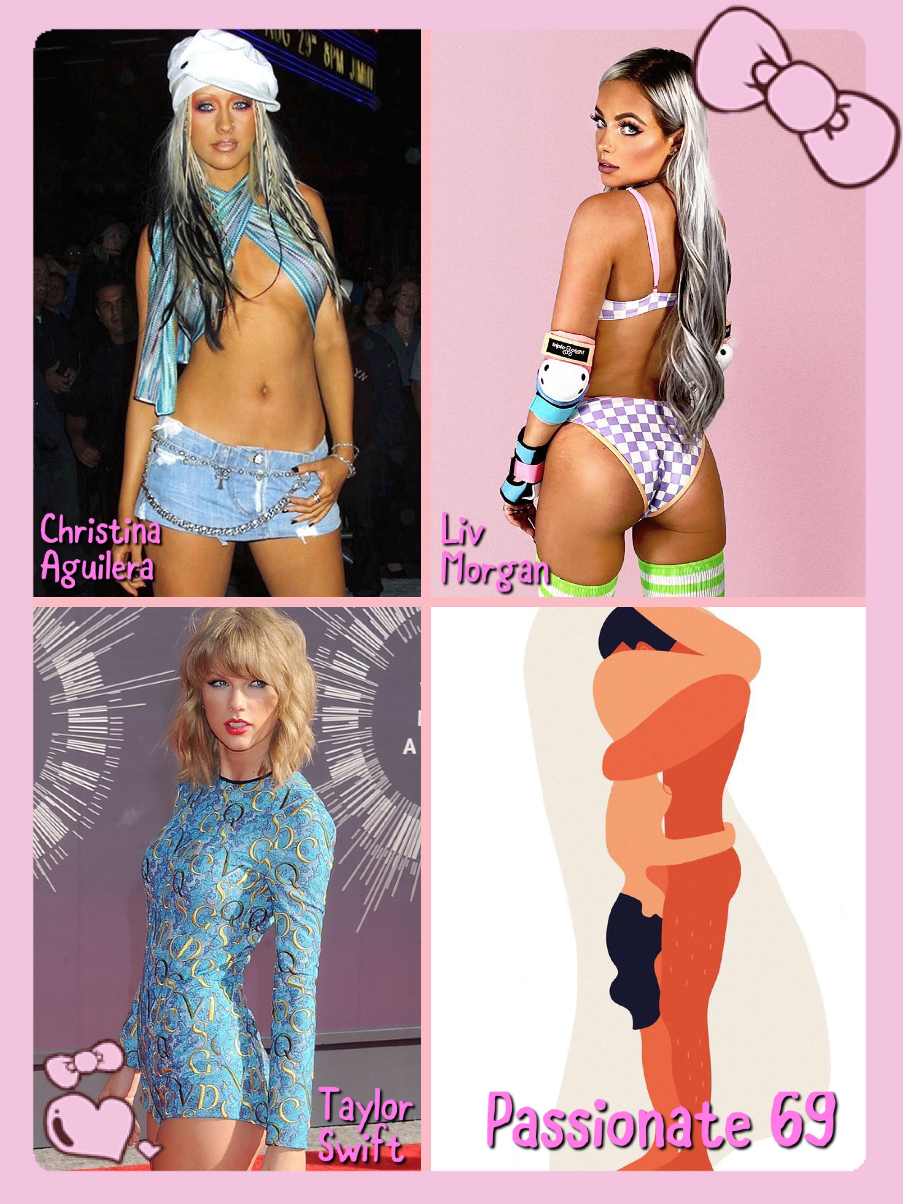 Celebfakes featuring white and latina women in lingerie, bikinis, and dresses paired with sex sketches