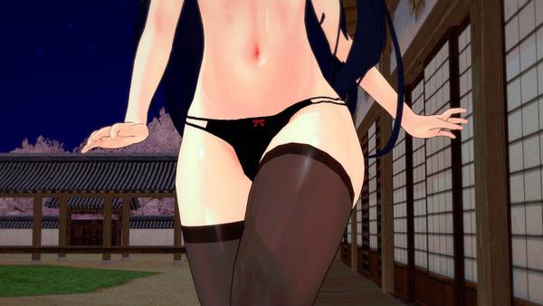 Atago anime girl with animal ears in lingerie, bikinis, and stockings, posing suggestively